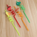 Hawaiian Party Spiral Straws Fruit Decorative Drinking Straws Luau Party Table Decor