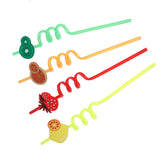 Hawaiian Party Spiral Straws Fruit Decorative Drinking Straws Luau Party Table Decor