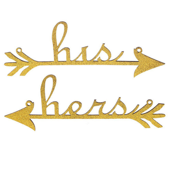 His and Hers Arrow Chair Signs for Wedding Decoration Home Decor