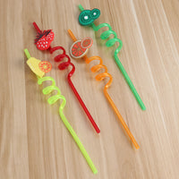 Hawaiian Party Spiral Straws Fruit Decorative Drinking Straws Luau Party Table Decor